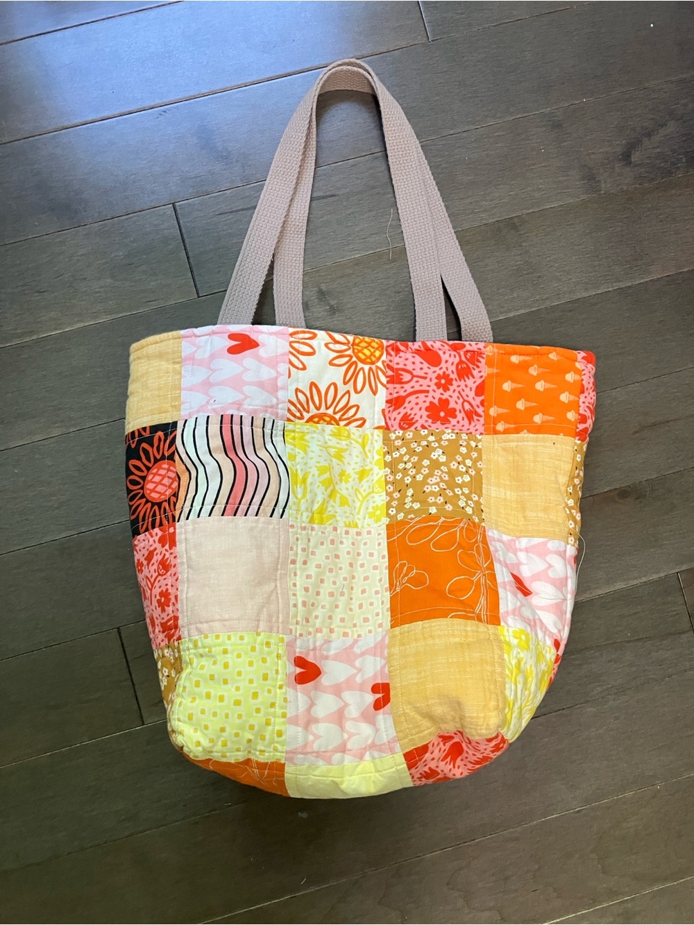Patchwork Colorblock Quilted Tote Bag - Handmade NEW
